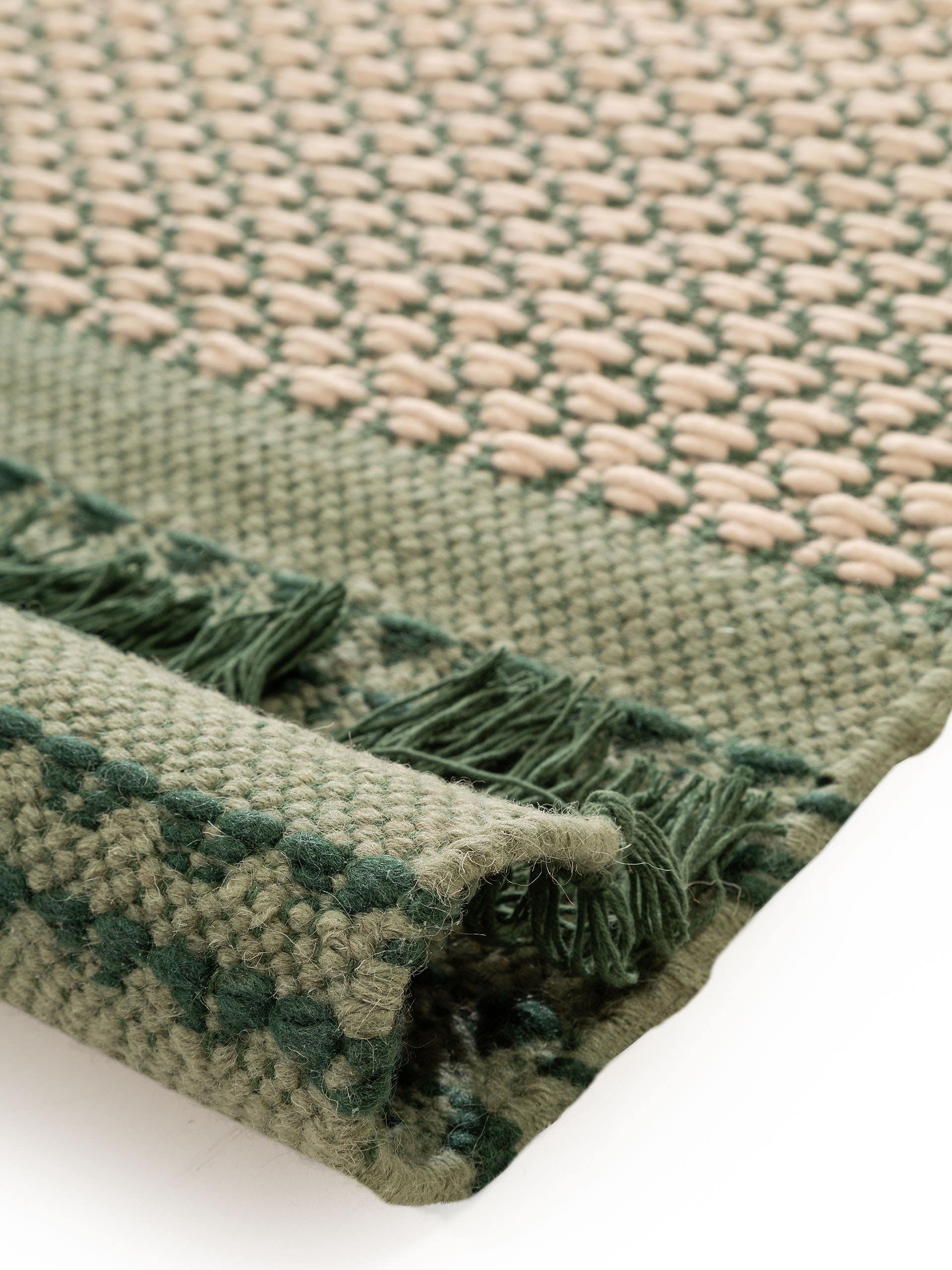Tapis Tolga en laine crème/vert