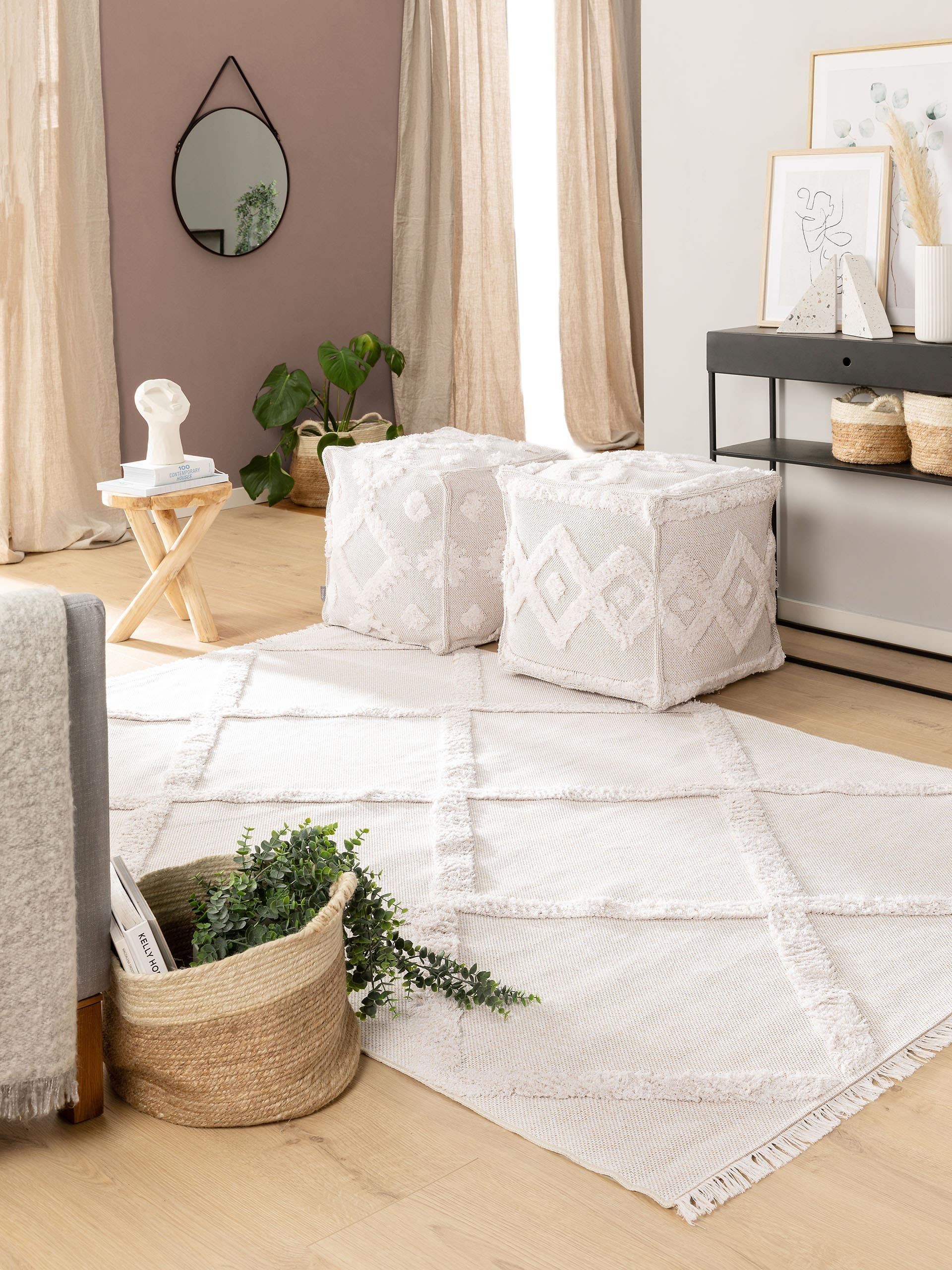 Tapis lavable en coton Oslo Crème