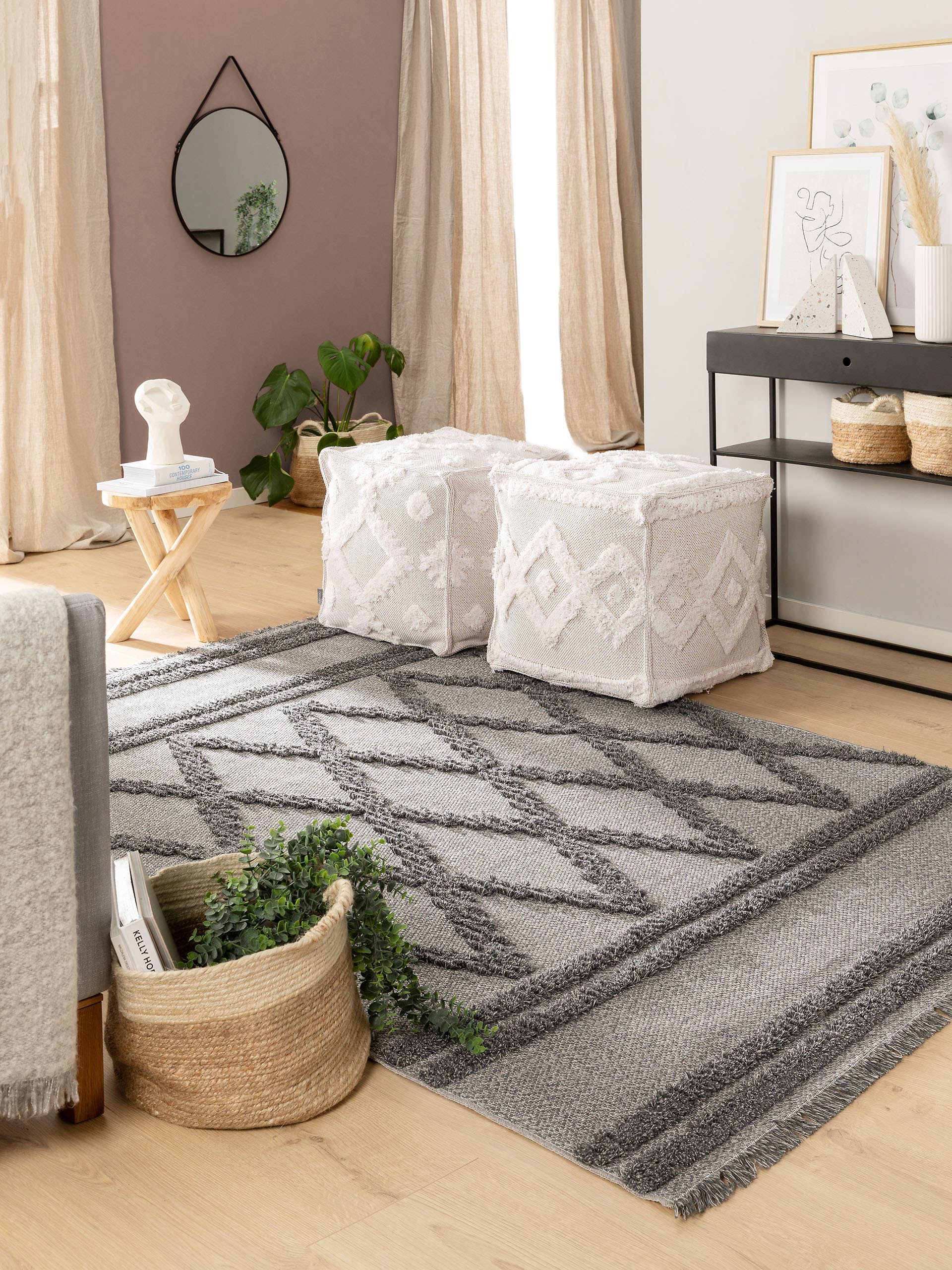 Tapis lavable en coton Oslo Crème