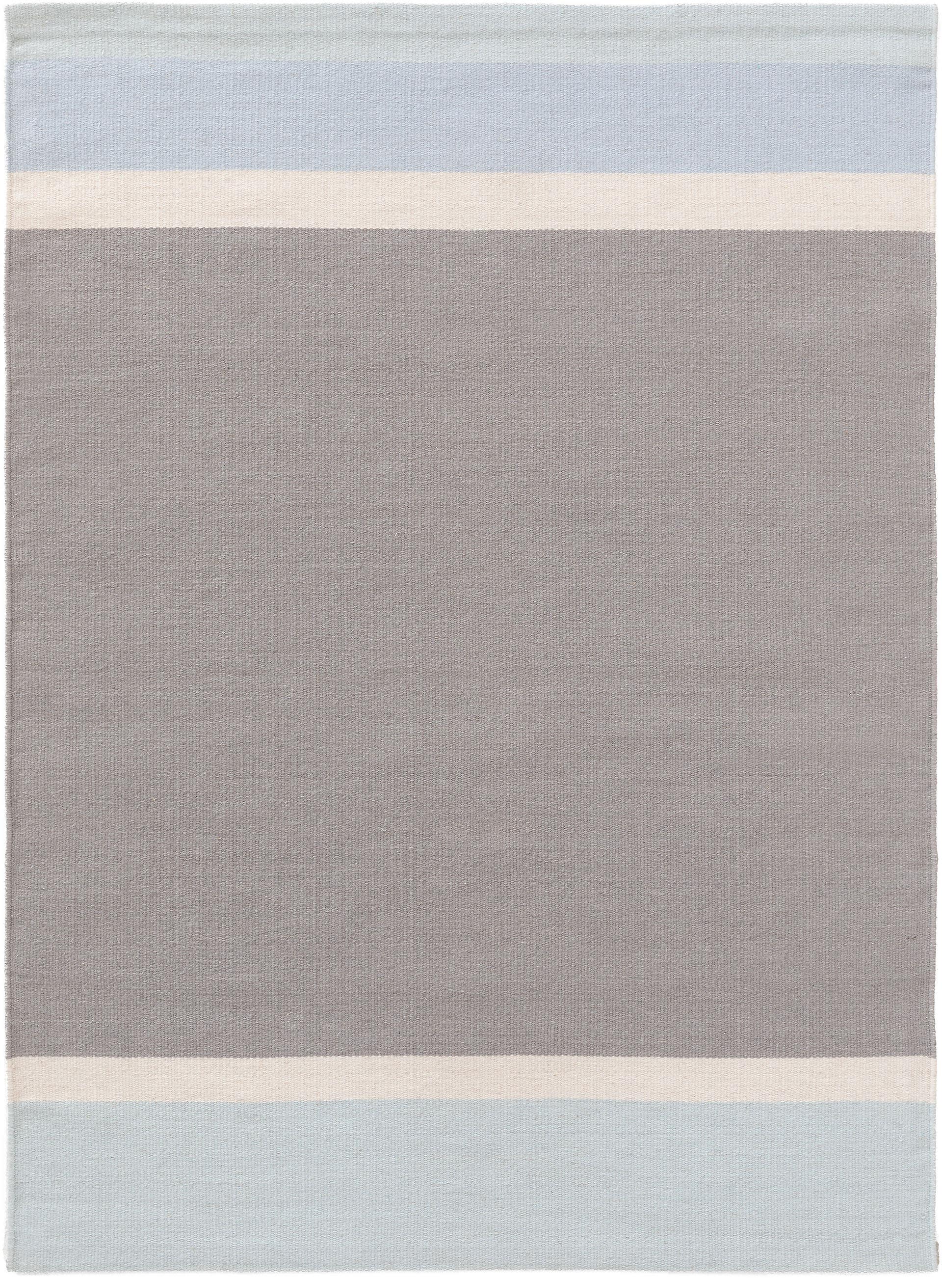 Tapis en laine New Stripes gris clair/menthe