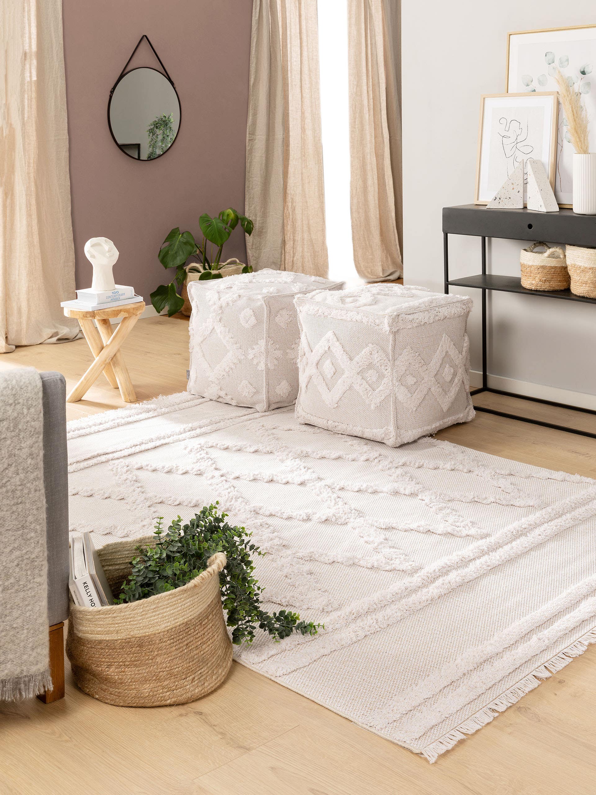 Tapis lavable en coton Oslo Crème