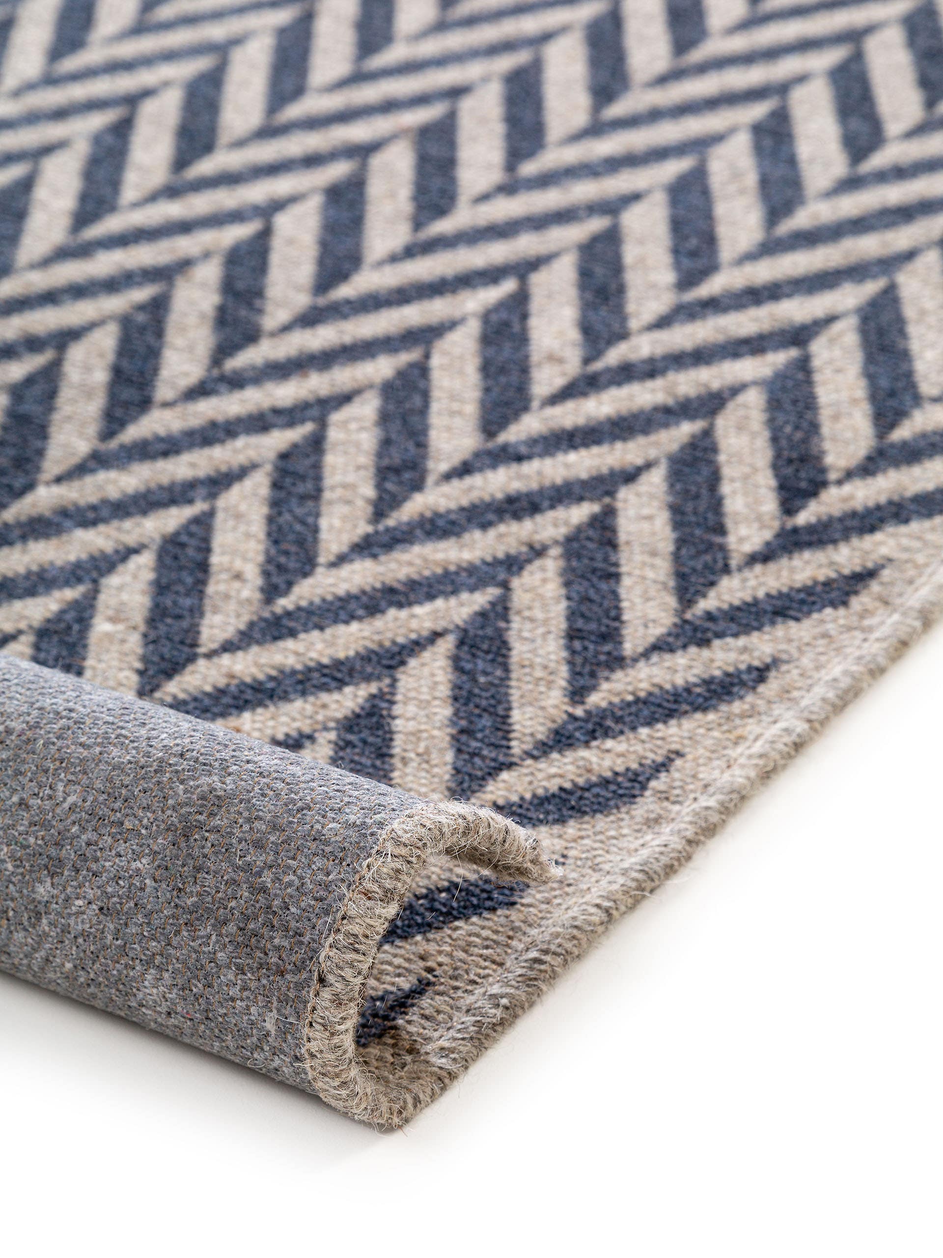 Tapis de passage en laine Jacob bleu foncé