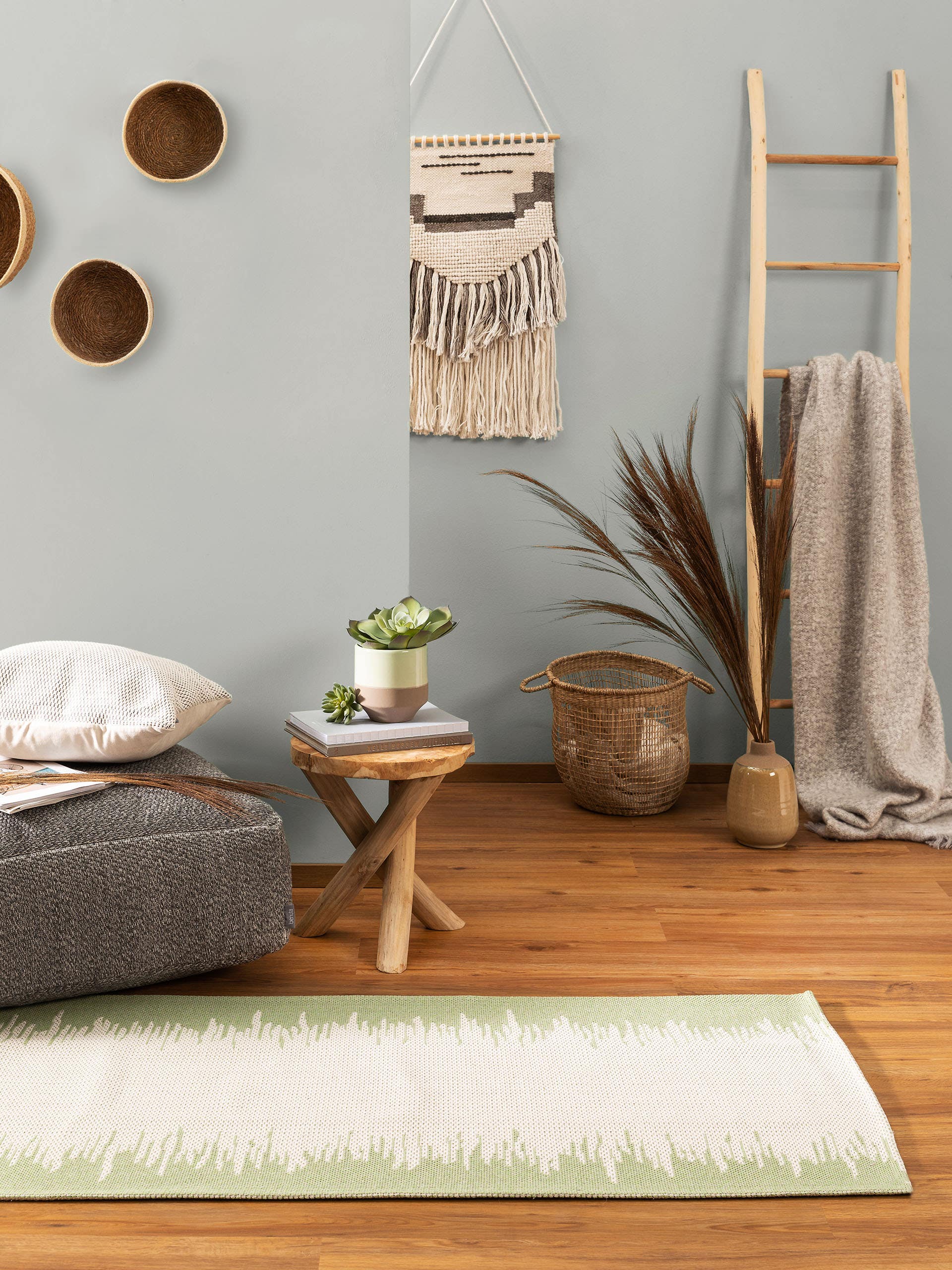 Tapis lavable en coton Cooper Crème/Anthracite