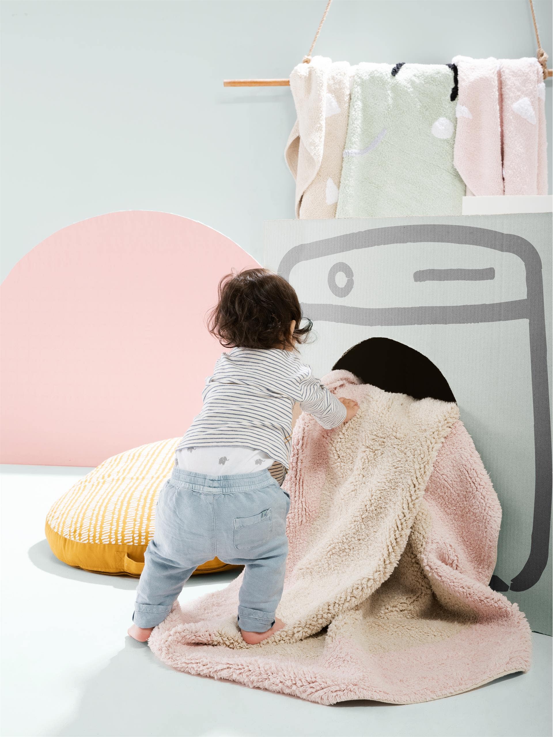 Waschbarer Kinderteppich Inka Hellblau