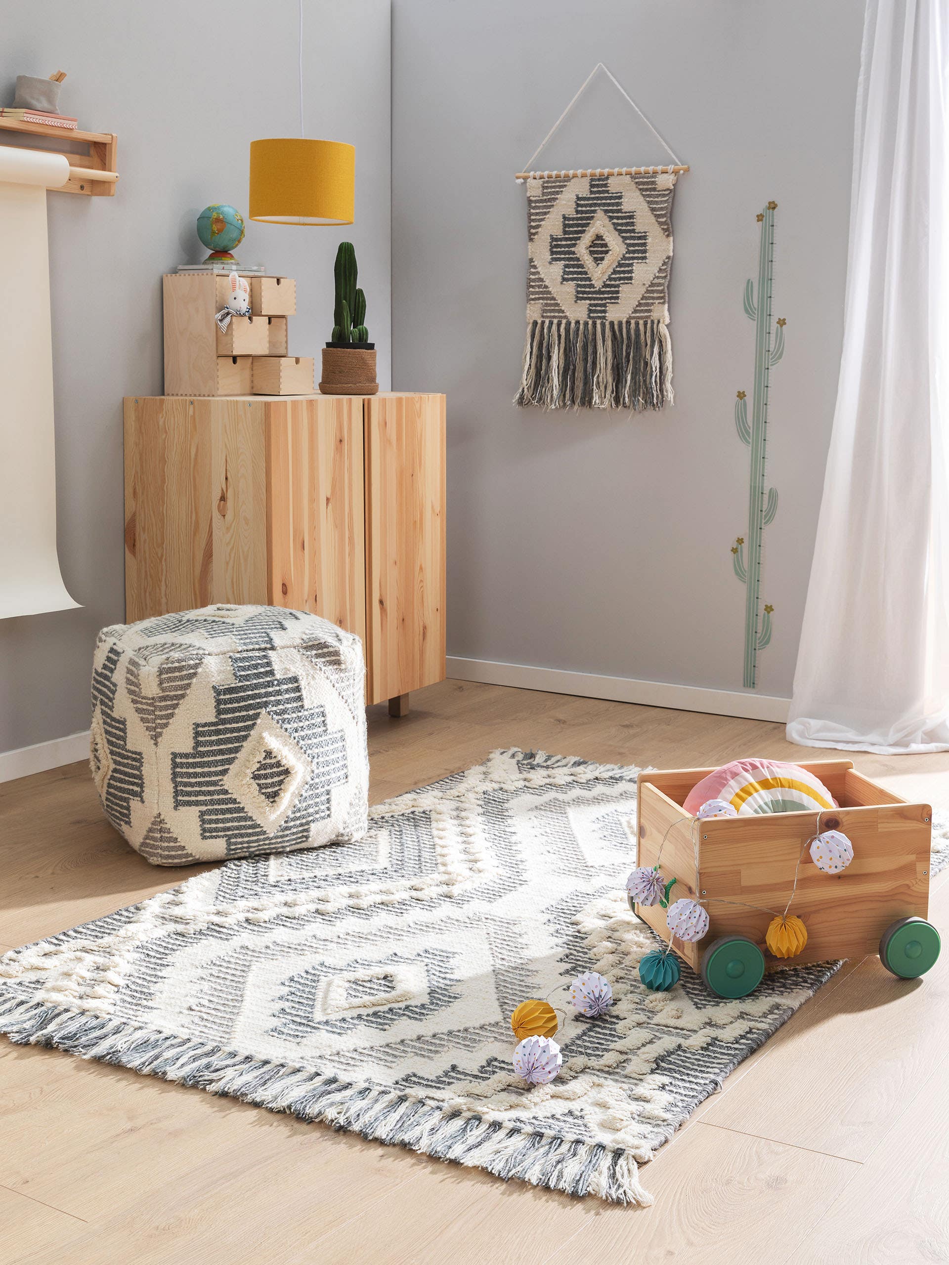 Tapis en laine Wanda gris foncé