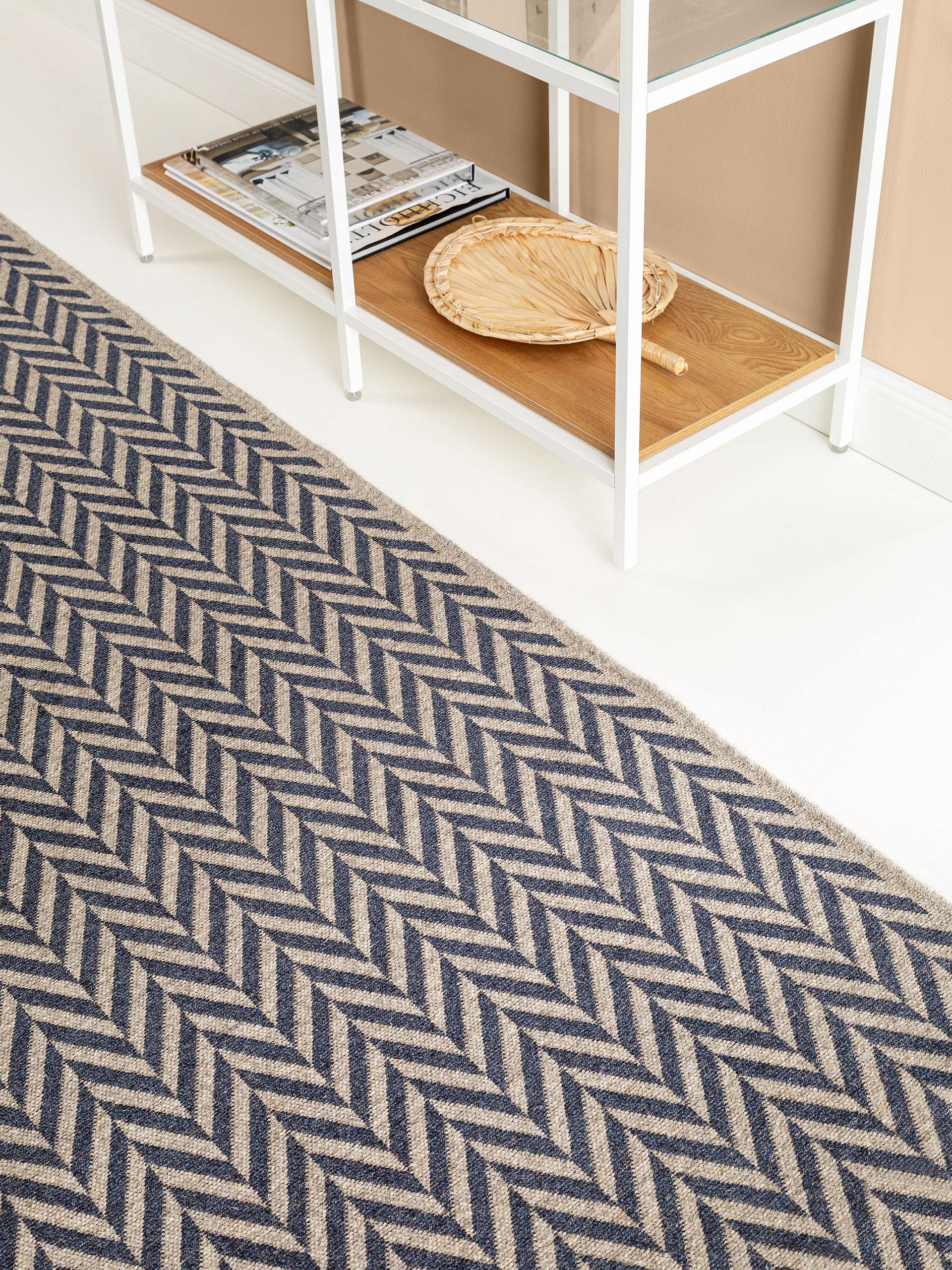 Tapis de passage en laine Jacob bleu foncé